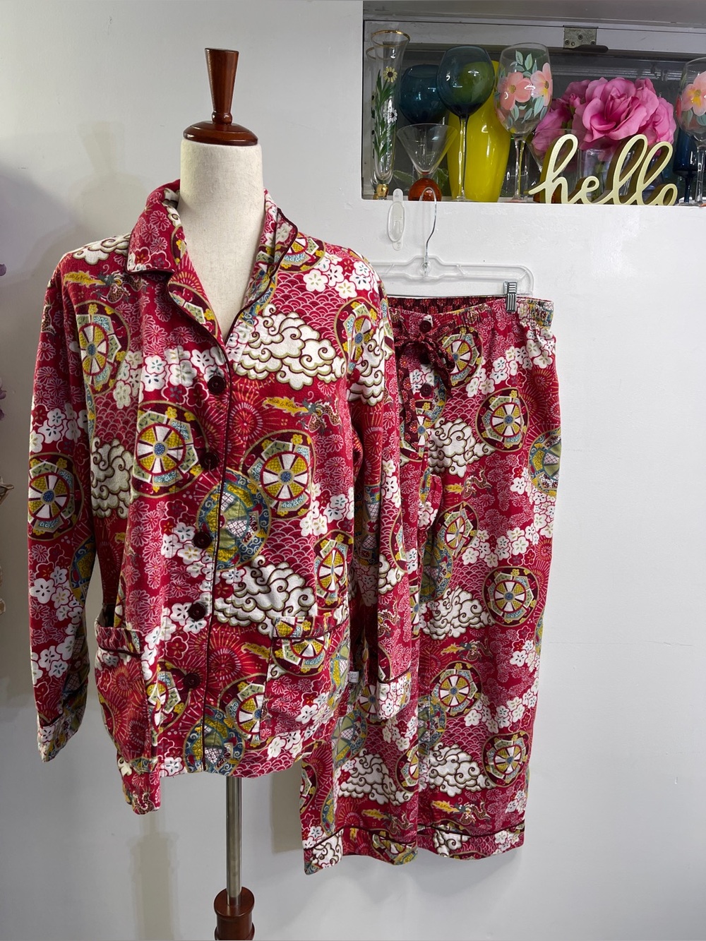 NICK & Nora Asian Oriental Dragon Pajama Set large
